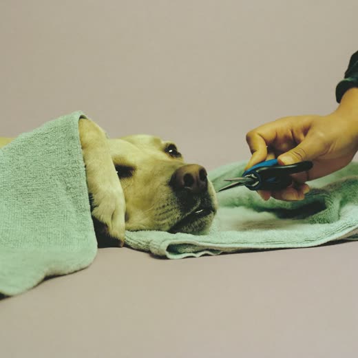 A dog's paw having its nails clipped